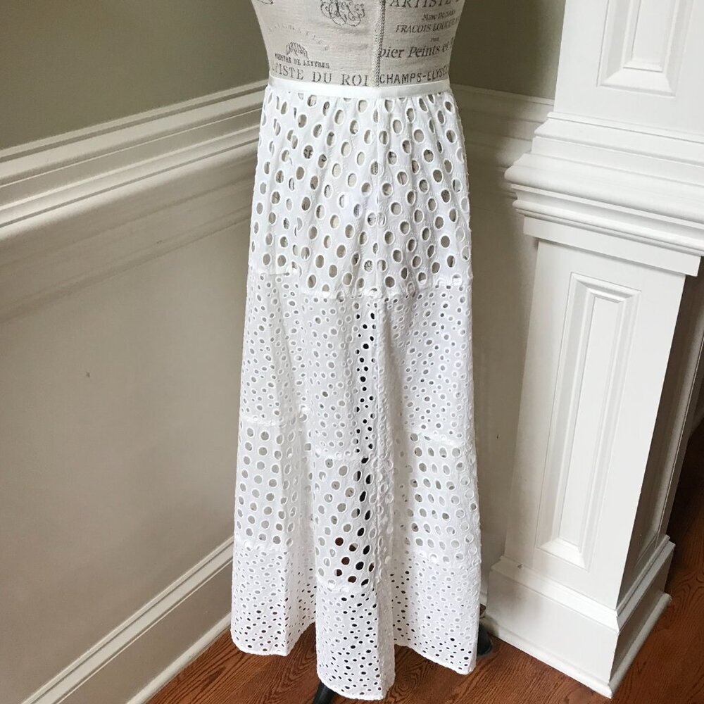 Solid & Striped the Georgia Eyelet Maxi Skirt Womens XL White Ivory Cover Up - Picture 11 of 14